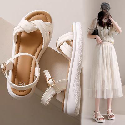 Real Soft Sandals Women's 2025 New Summer Platform Fashion Women's Shoes Soft Sole Fairy Wind Beach Sandals with Skirt