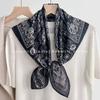 70x70cm Lightweight Square Scarf Women Vintage Black Floral Print Silk-Feel Neck Wrap UV Protection Stylish Accessory
