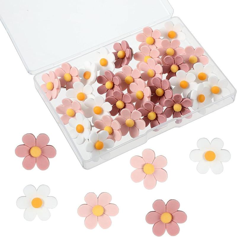 

20 шт. Цветочные кнопки-гвоздики - Декоративные кнопки-гвоздики из смолы в виде цветов для фотостен и офисных принадлежностей A1