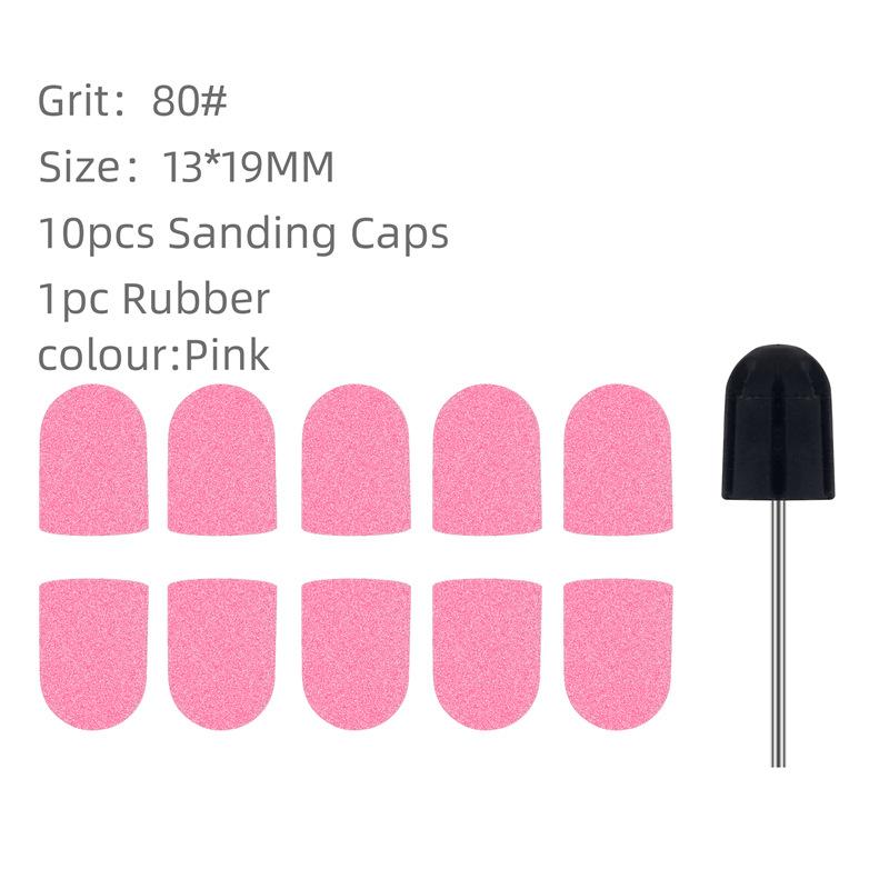 Candy Color Nail Art Sand Cap Nail Polishing Head Sand Ring Electric Nail Drill Machine Accessory Cuticle Dead Skin Removal Manicure Tool with Rubber