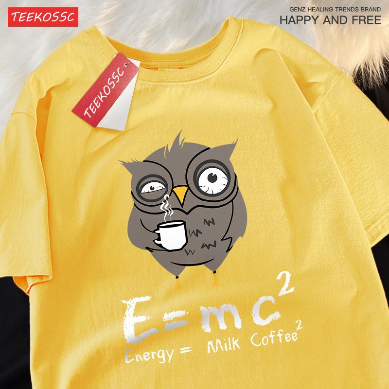 Energy Milk Coffee Fun Formula Printing Mens T-Shirts Cotton Streetwear Loose Oversize T Shirt Pattern Tee Clothes Couple