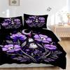 3pcs Skeleton Ghost Flower Printed Bedding Set, Soft and Comfortable Quilt Cover for Bedroom, Guest Room (1 Duvet Cover + 2 Pillowcases, Pil