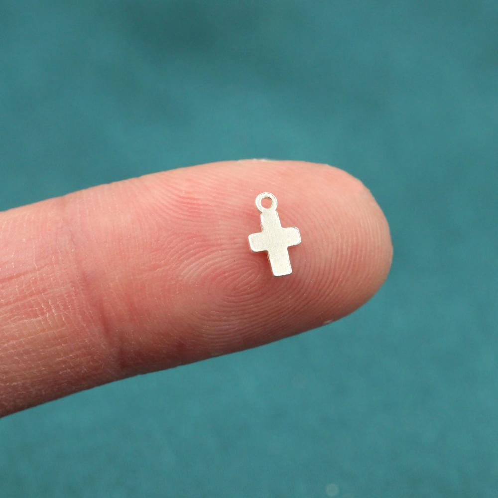 Fine S925 Silver Cross Tiny Women Jewelry Charms Real 14K Gold Filled