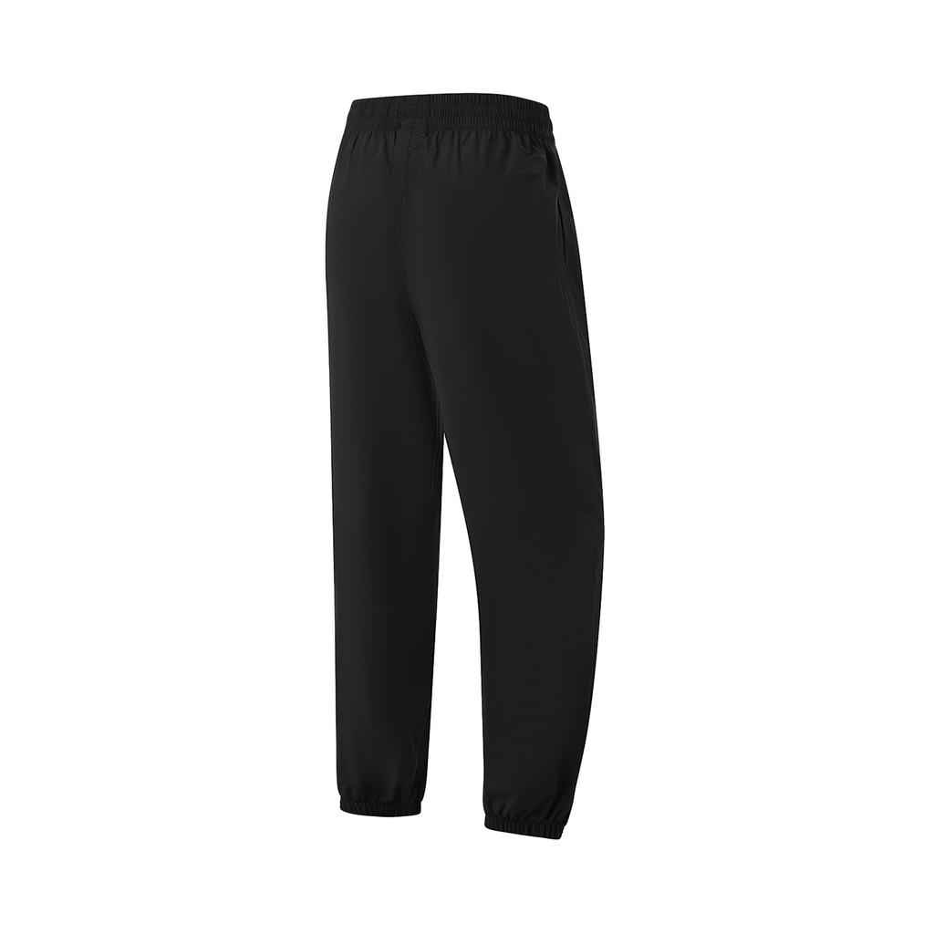 Li Ning Fitness Series Solid Color Brand Logo Ice Silk Quick Dry Cool Mid Waist Tapered Knitted Sports Pants Women Bottoms Black AYKU664-1