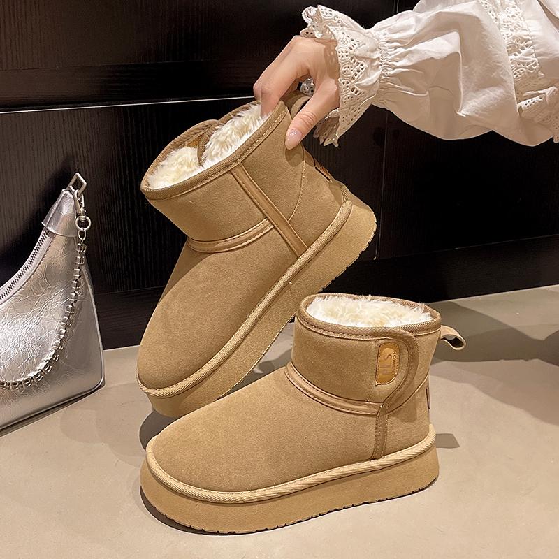 Comfortable Winter Plus Velvet Warm Snow Boots Fashionable New Suede Thick-soled Non-slip Casual Walking Boots for Women