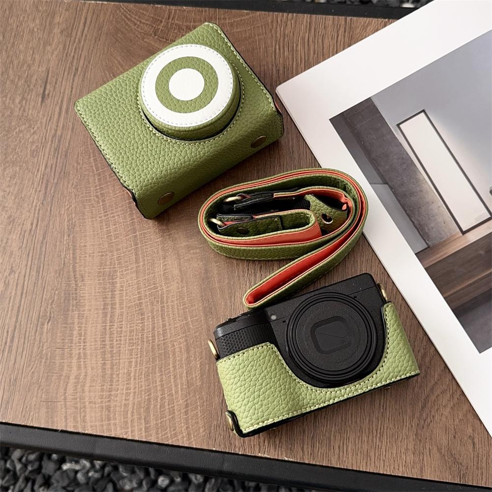 

Luxury Handmade PU Leather Case For Ricoh GR4 GR3 GR3X Camera Bag Bottom Opening Cover With Strap зелений