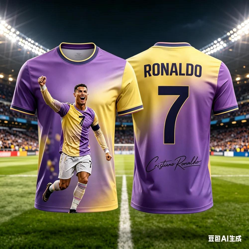 All Season Kids & Adults Ronaldo #7 Fan Football Jersey Polyester Breathable Comfortable Sports World Cup Top