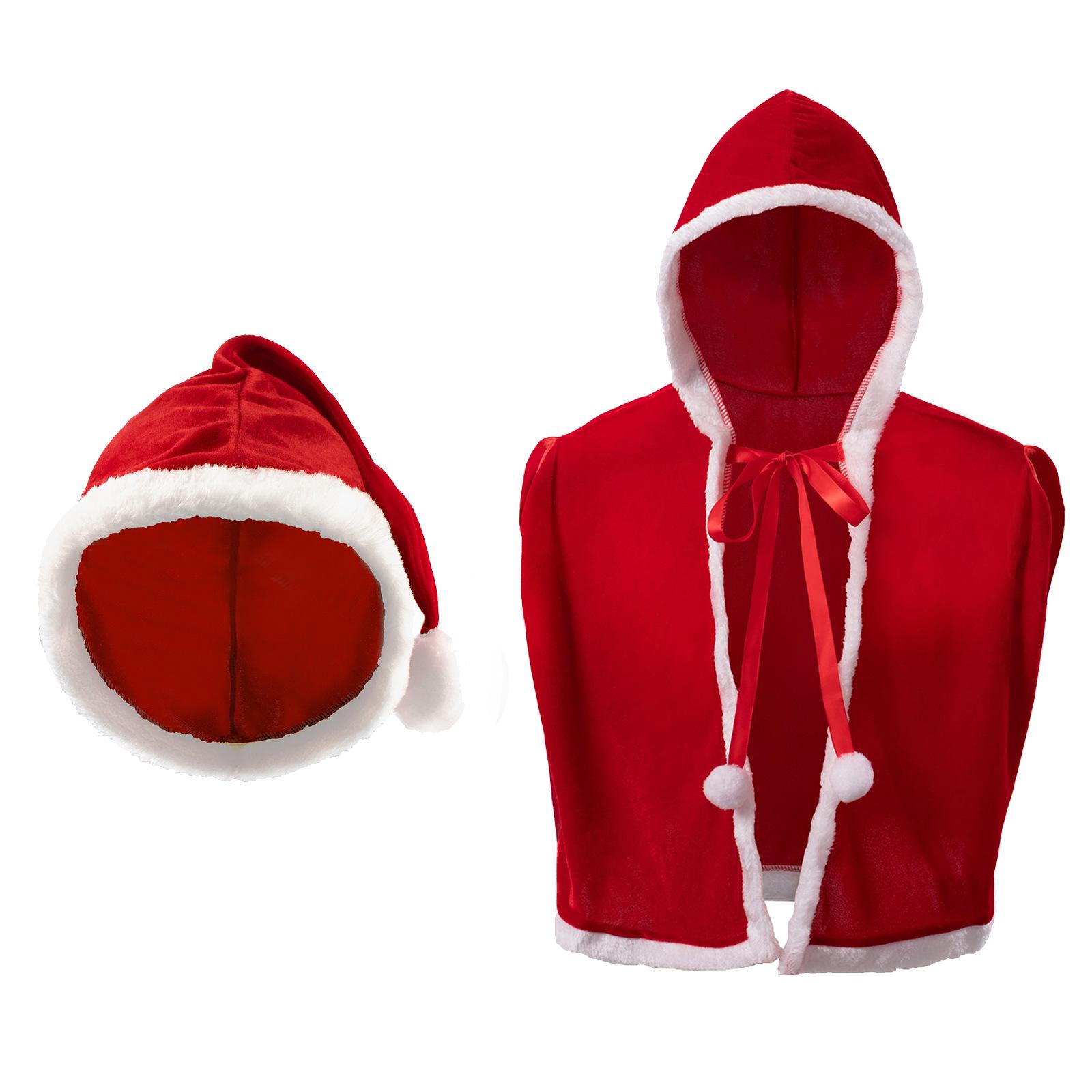 

Men s Santa Vest Hoodie: European & American Christmas Costume Robe. One Size (see description for details) красный