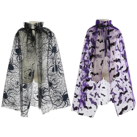 Halloween Cape Lightweight All-Match Dress Up Spider Web Bat Tulle Cloak Cosplay Costume Photography Prop