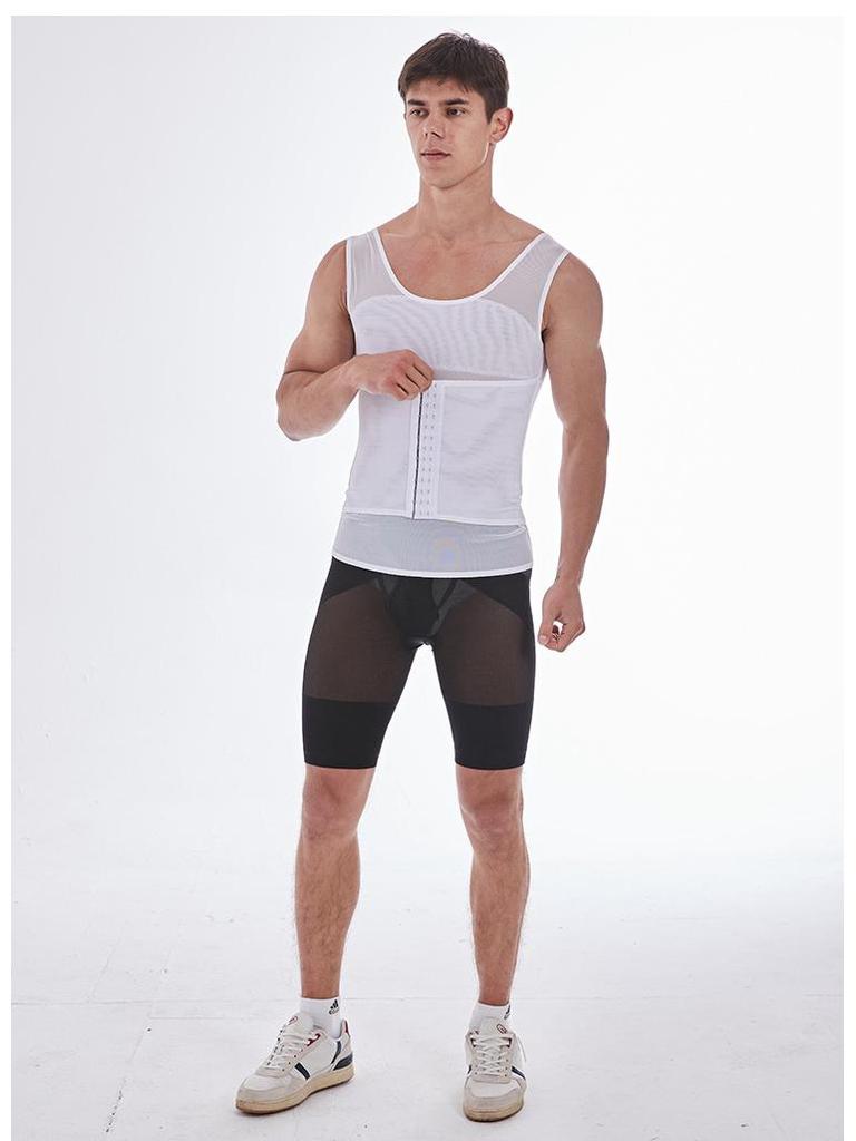 Men's Back-Support Waist Cincher: Mid-Row Buckle Body Shaper Vest
