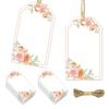 40pcs blank floral tags for gifts, weddings, bridal showers, birthdays, message cards, greeting cards, with jute twine included.