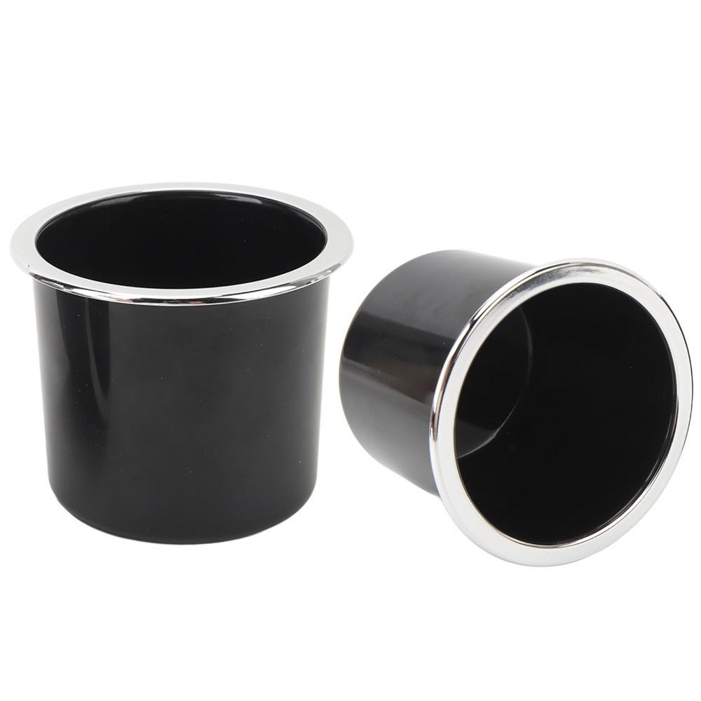 

2 Pcs Black Cup Holder with Silver-plated Edges Can Holder Easy Installation RV Cup Holder Yacht 2 x Cup Holder