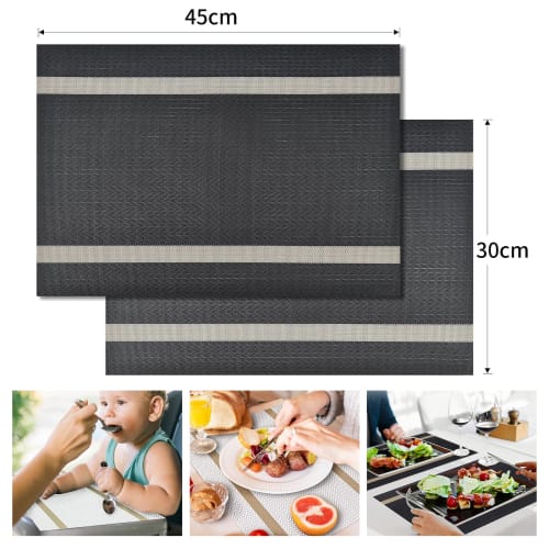 GreenGee Placemats, Set of 4, 30x45cm Square, PVC, Floral Print, Dining Table Decor, Stain-Resistant, Insulated, Washable, Easy To Clean, Non-Slip, Fr