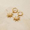 Fashion Sun Pattern Earrings Moonstone Embellished Stainless Steel Party Accessory Gift For Fashion Lovers