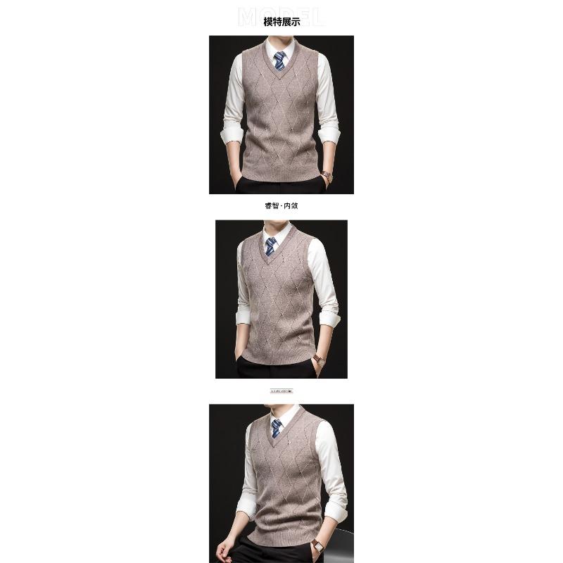 Gilet lavorato a maglia da uomo casual da lavoro a V senza maniche