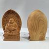 Mini Hotei Buddha Statue, Seven Lucky Gods Figurine, Premium Boxwood Wood Carving (7cm H x 4.5cm W x 2cm D)