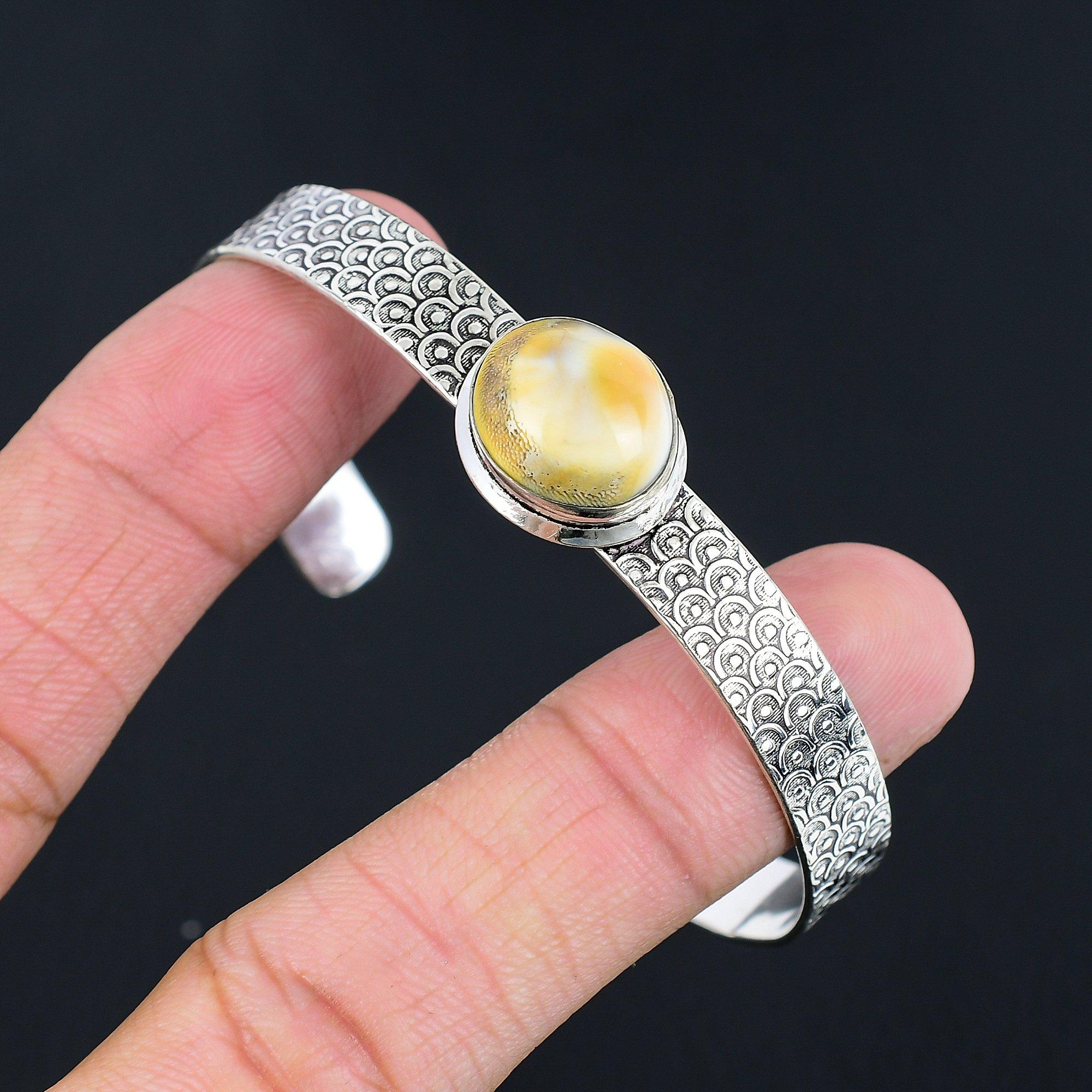 

Natural Shiva Eye Shell Shell Gemstone 925 Silver Bangle Adjustable For Women Adjustable