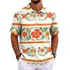 Men's Polo Shirt Short Sleeve Relaxed Fit Casual Top with Hawaiian Style Print and Lightweight Fabric for Daily Wear