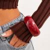 Translucent Acrylic Wide Bangle Bracelet - Glossy Resin Fashion for Women