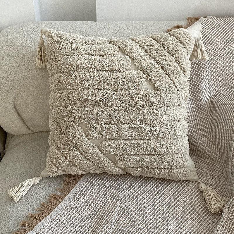 Tufted Pillow Moroccan Bohemian Style Living Room Bedroom Ethnic Retro Tassel Sofa Pillow Cover