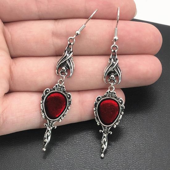 1 Pair Drop Earrings Gothic Personality Magic Mirror Punk Style Vintage Bat Ear Hook Drop Earrings Fashion Accessories