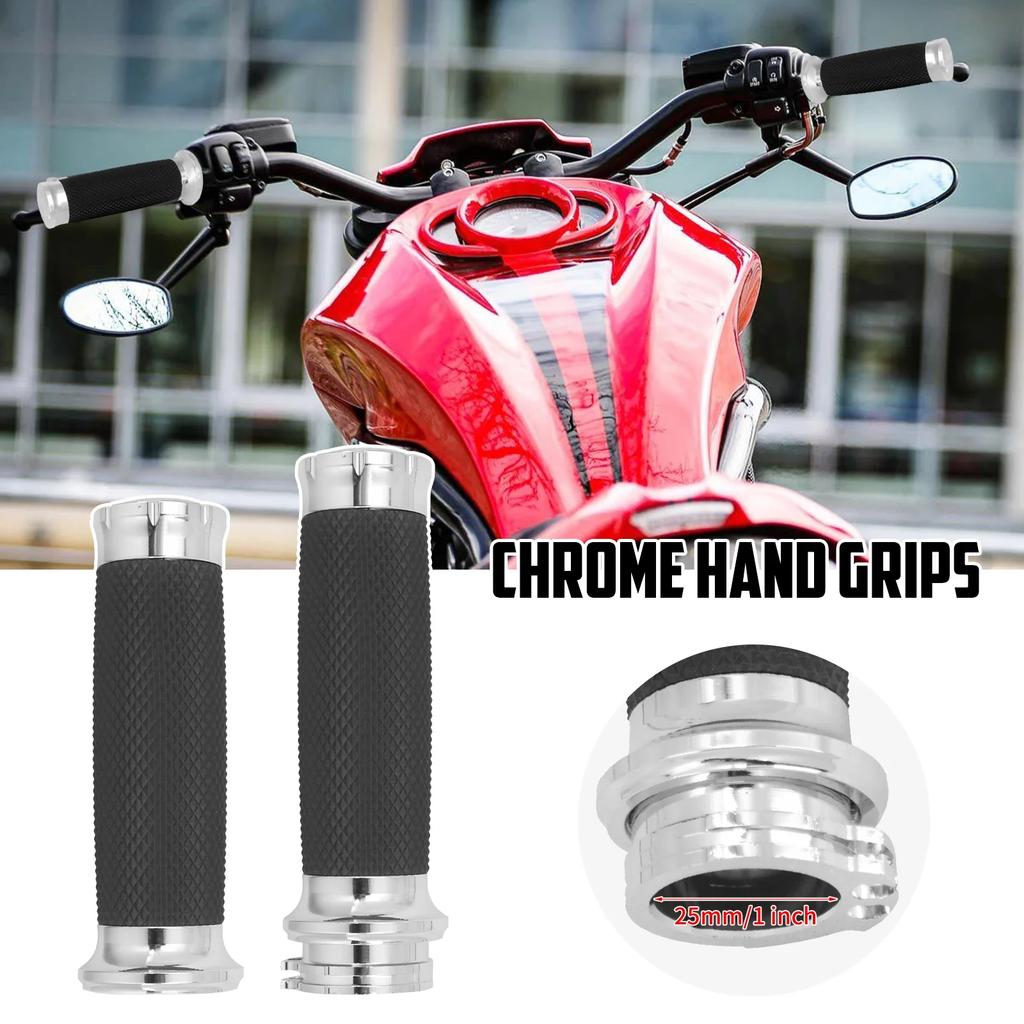 Motorcycle 1inch Hand Grips 25mm Handlebar Chrome Handle Bar For Harley Sportster Xl Touring Road King Glide Dyna Softail Fat Boy