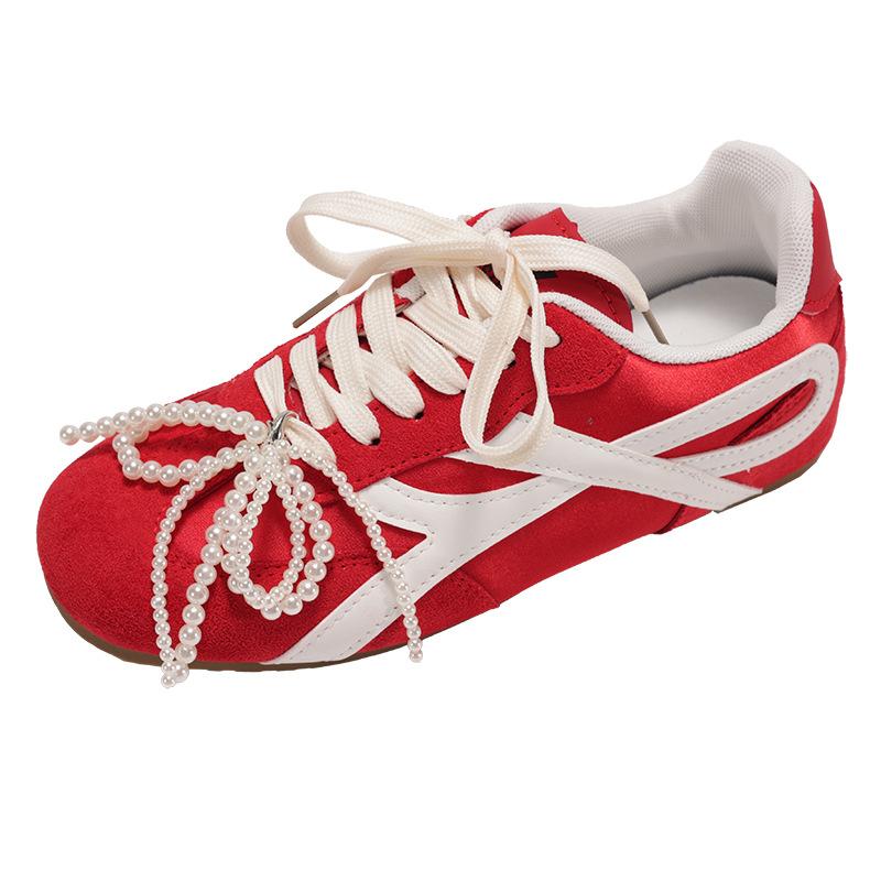 Rote Retro-Ballettstil-Innenhöhenerhöhung Deutsche Trainingsschuhe Damen 2025 neu Sommer vielseitig lässig Forrest Gump Sportschuhe