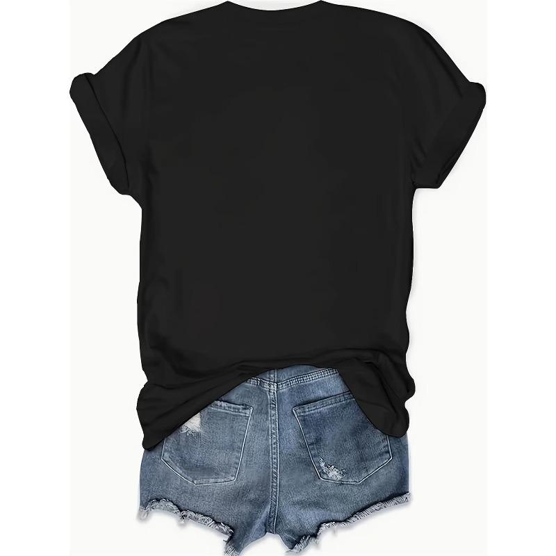 European Size Women's Hawaiian Aloha T-Shirt with Hibiscus & Plumeria Flower Print & Aloha Lettering -Crew Neck Top for Beachwear, Casual Outfits