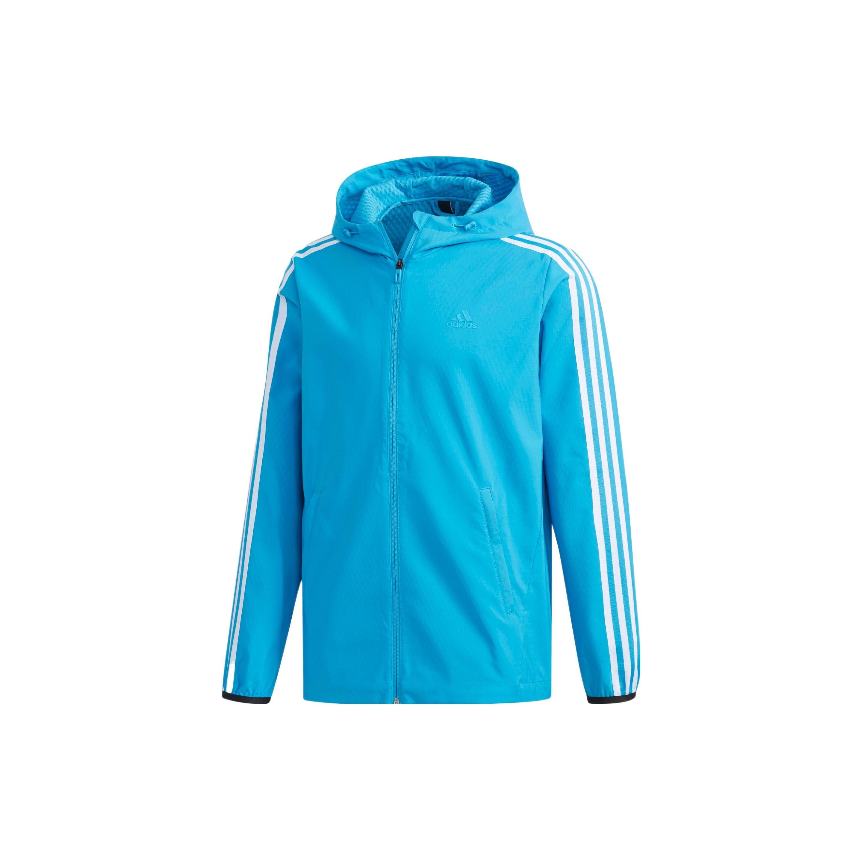 Men s adidas Stripe Athleisure Casual Sports Hooded Jacket Blue DW4621 XXL