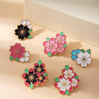 Cherry Blossom Brooch: Stylish, Versatile Zinc Alloy Badge for Clothing & Bags