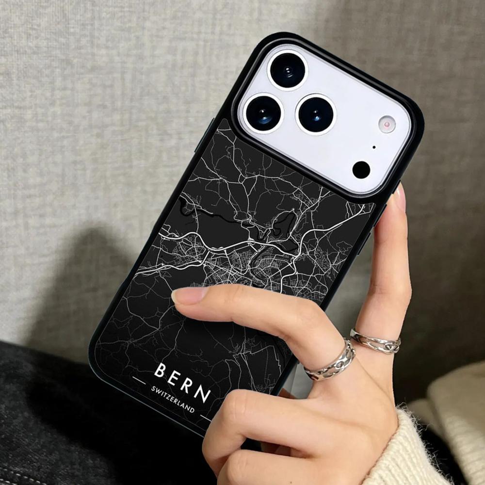 Capa Case for iPhone 17 Air 16 Pro Max 15 Plus 11 13 Mini 14 12 Back Phone Cover Ins Travel Country Sketch City Map