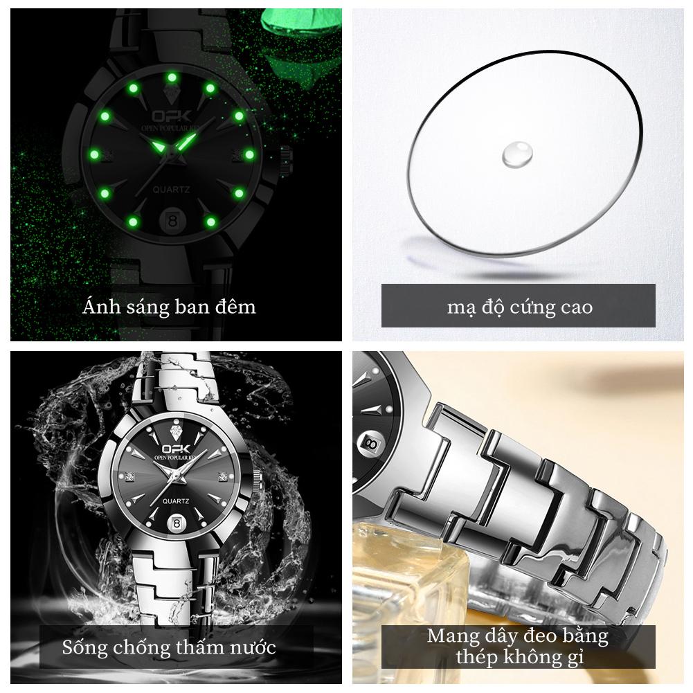 OPK Couple Watch Classic Fashion Waterproof Glow Quartz Watch Band Luxury Date Week Men's and Women's Couple Watches