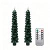 4/2pcs Christmas Tree LED Flameless Candles Light with 3D Flame Wick Green LED Candlesticks Operated for Christmas Home Decor