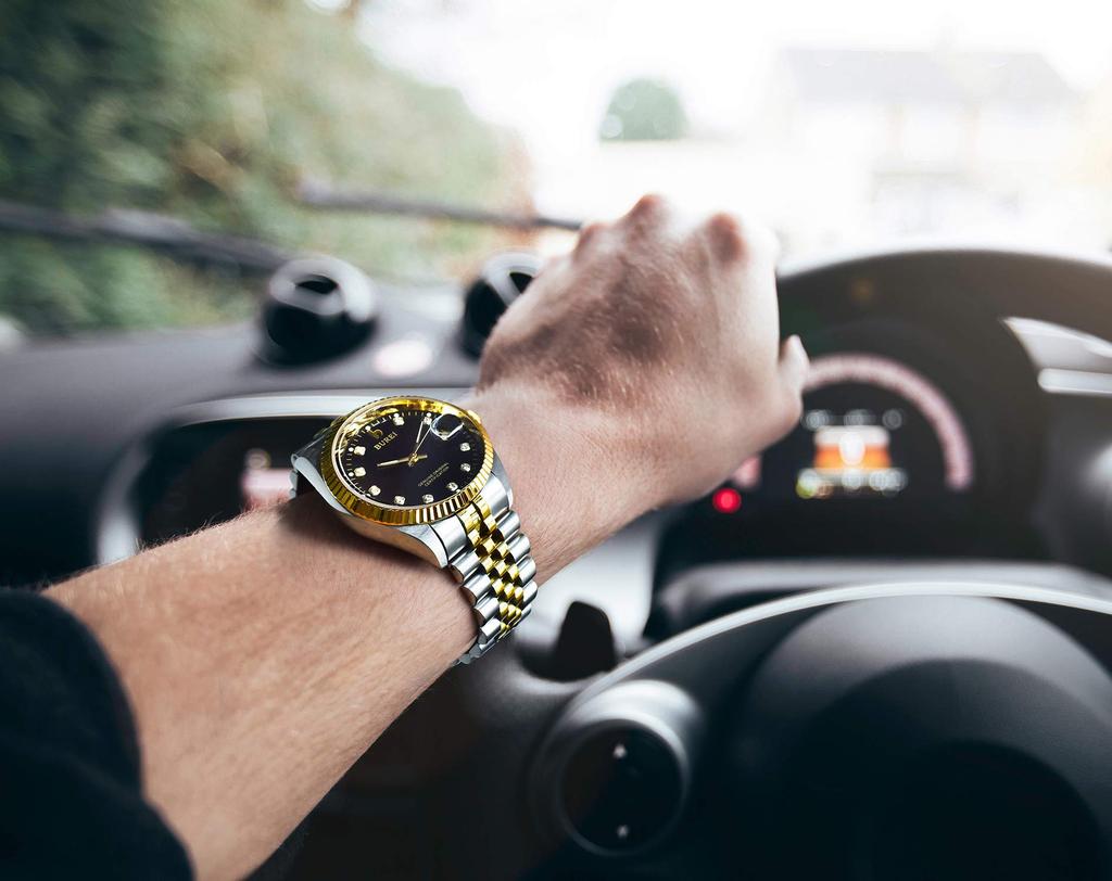 BUREI Automatic Date Mechanical Gold and Black Watch Men's Watch, Waterproof, Analog, Display, Movement, Popular, Stylish, Simple, Casual,