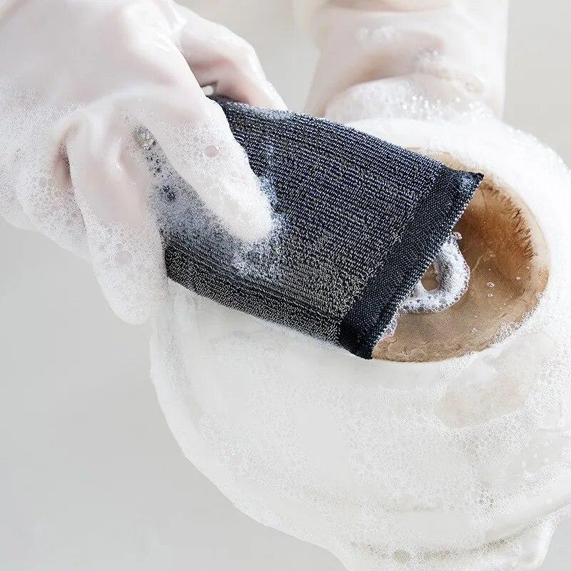 6Pcs/set Kitchen Cleaning Sponge Durable Stainless Steel Wire Cleaning Brush For Kitchen Cleaning Decontamination