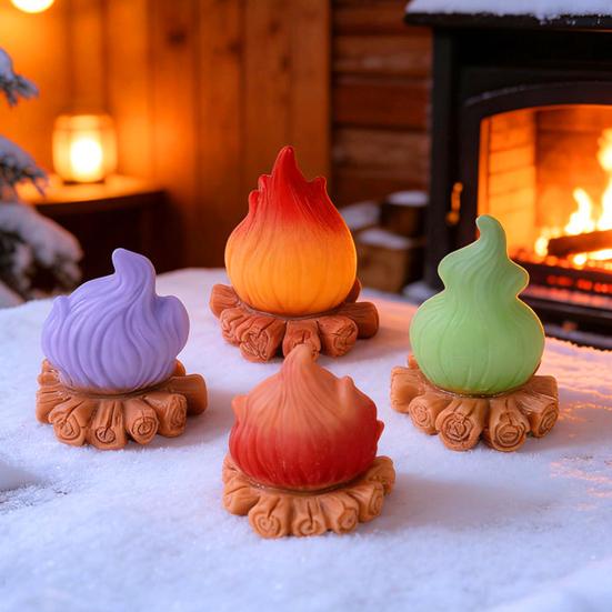 Micro Landscape Ornament Resin Campfire Model Miniature Figurine with Realistic Flame Texture Model for Dollhouse Desktop
