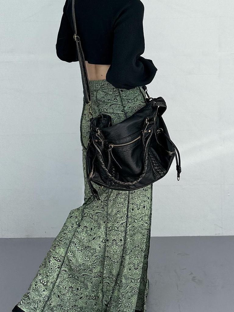 Retro Y2K Women's Large Capacity Underarm Motorcycle Tote Bag