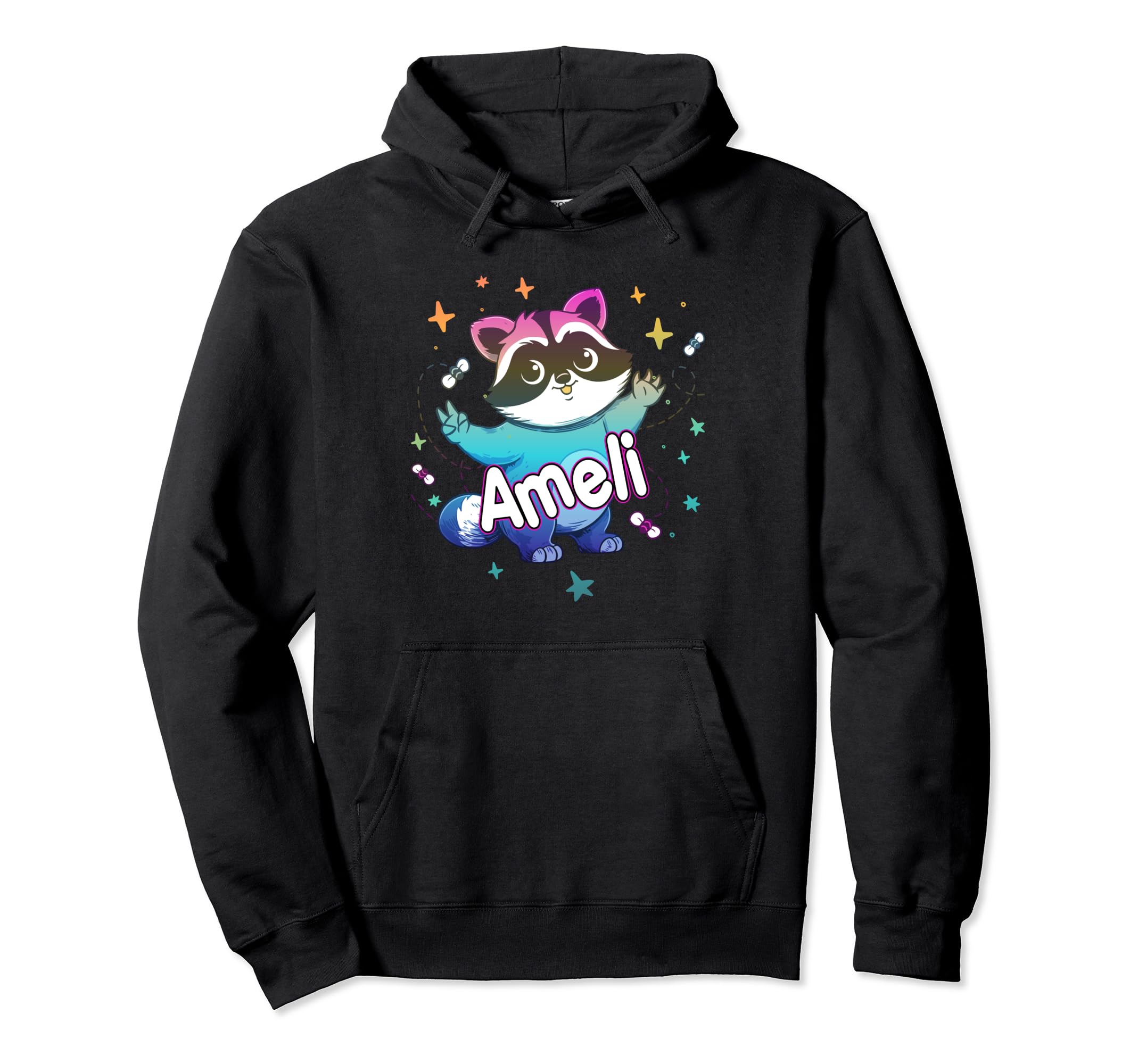 AMELI - Adorable girl name with a cool Raccoon hoodie