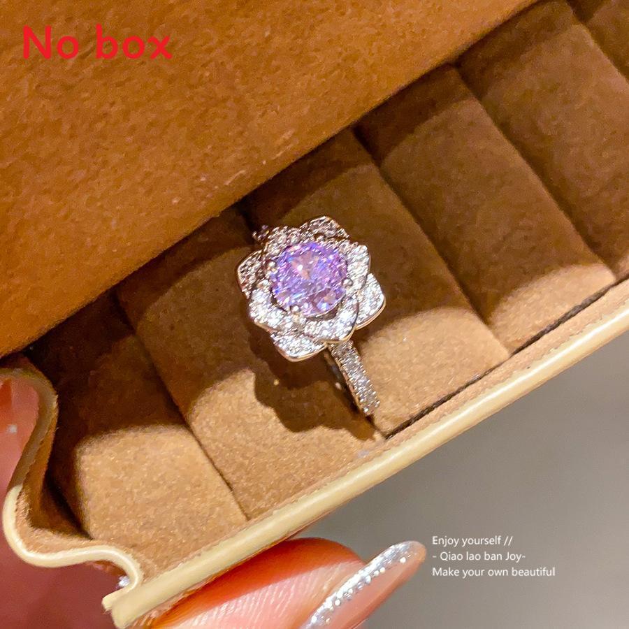 Modern Silver Zircon Flower Shape Adjustable Ring For Women Casual Wear
