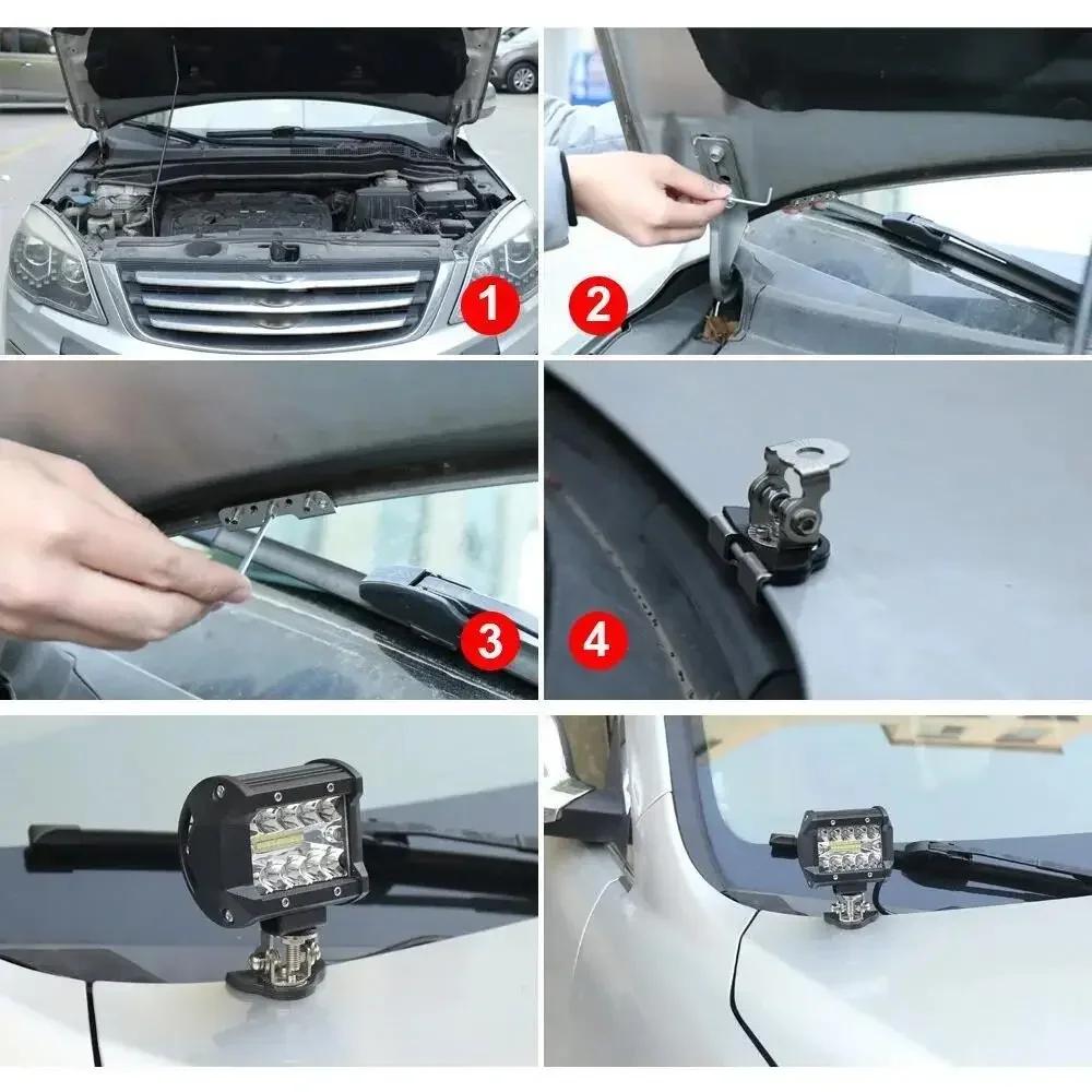 Led Light Bar Mounting Brackets 2Pcs Adjustable Piller Hood Led Work Light Mount Bracket Clamp Holder Bar Pods for SUV Off Road
