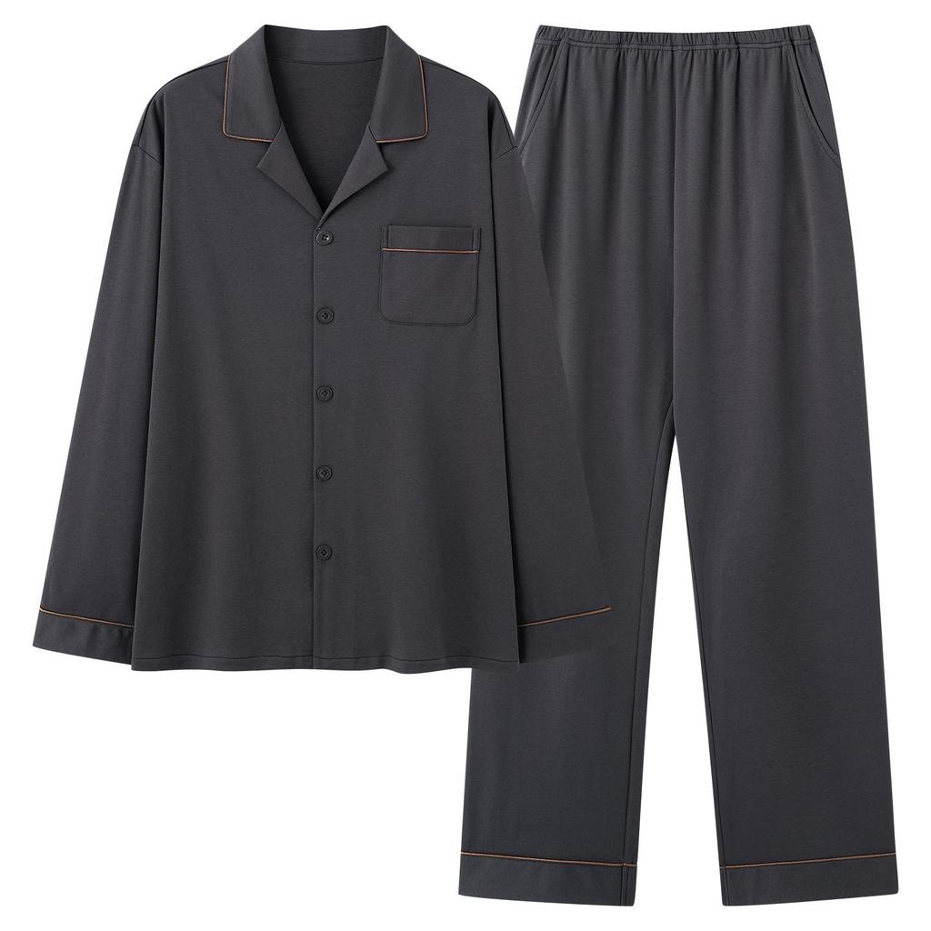 Men's 100% Cotton Long Sleeve Pajama Set, Spring/Fall 2025 Style, Plus Size, Indoor/Outdoor Wear