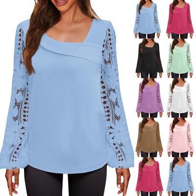 Womens Long Sleeve Tops V Neck Shirts Casual Lace Tee Blouses Fall Tunic Outfits Fitted T Shirt230s