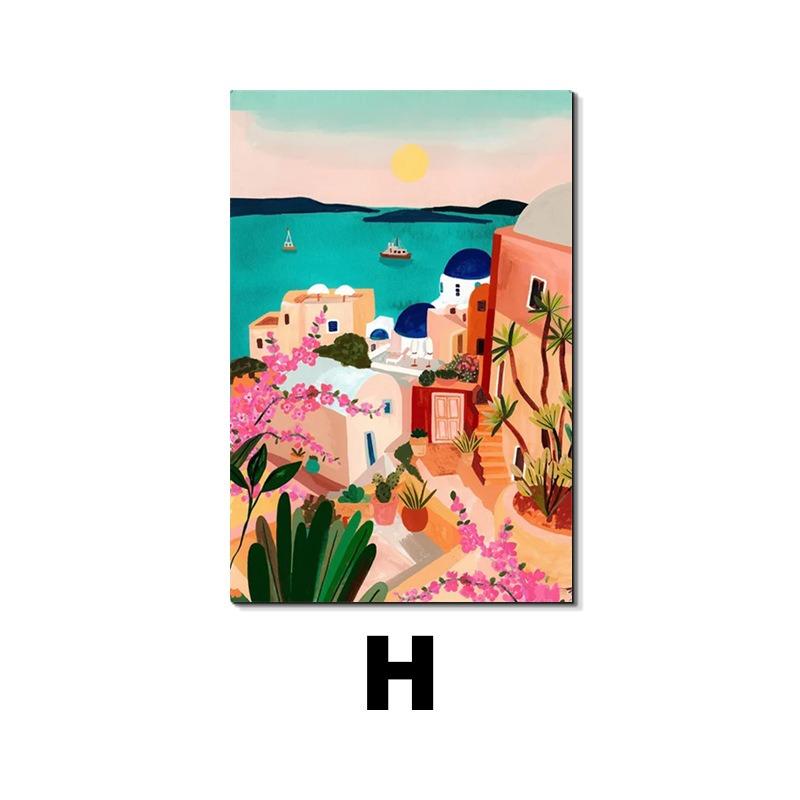 Colorful Travel Mountain City Canvas Painting Abstract Landscape Posters and Prints Wall Art Pictures for Home Living Room Decor