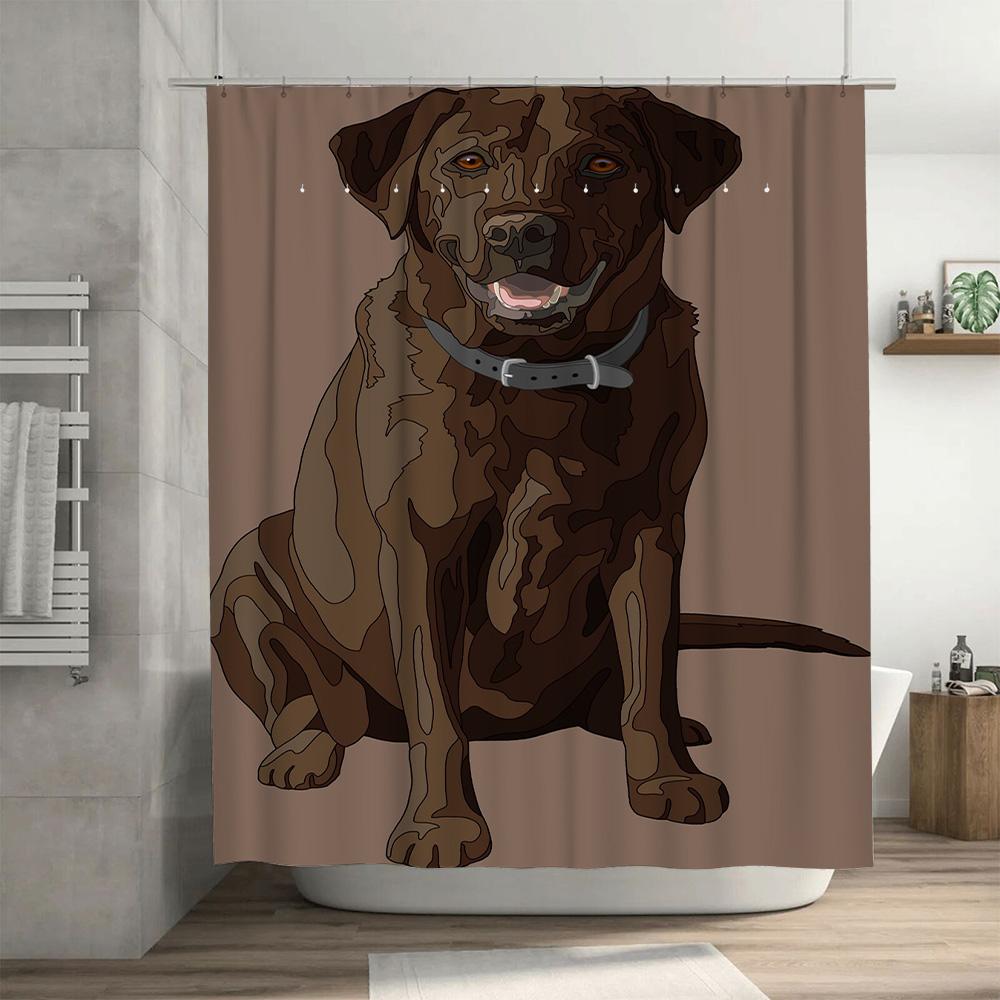 Stylish Bath Curtains featuring a beautiful dog illustration perfect for adding some personality to your bathroom decor.