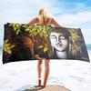 Golden Buddha Print Bath Towel - Soft Microfiber for Travel, Pool & Spa - Ideal Gift for Serenity and Meditation Enthusiasts