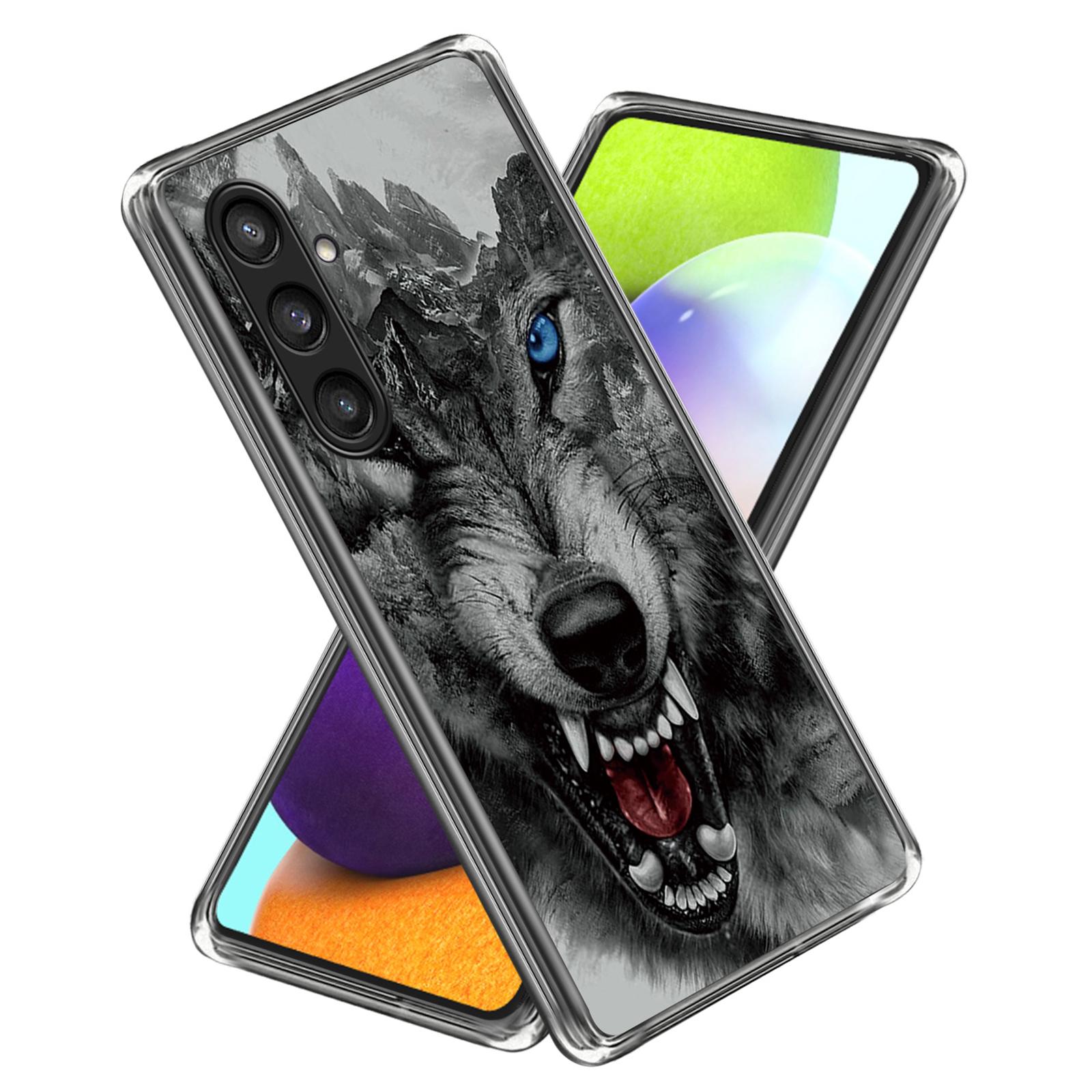 

For Samsung Galaxy S24 Case Pattern Flexible TPU Phone Back Cover Shell Fierce Wolf