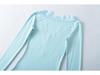 Lace Splice V-Neck Slim Fit Waist-Cinching Cotton Top for Women - Ideal for Autumn/Winter