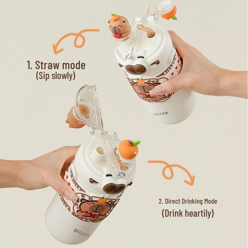 Diller Capybara 520ML Dual-Drink Insulated Water Bottle