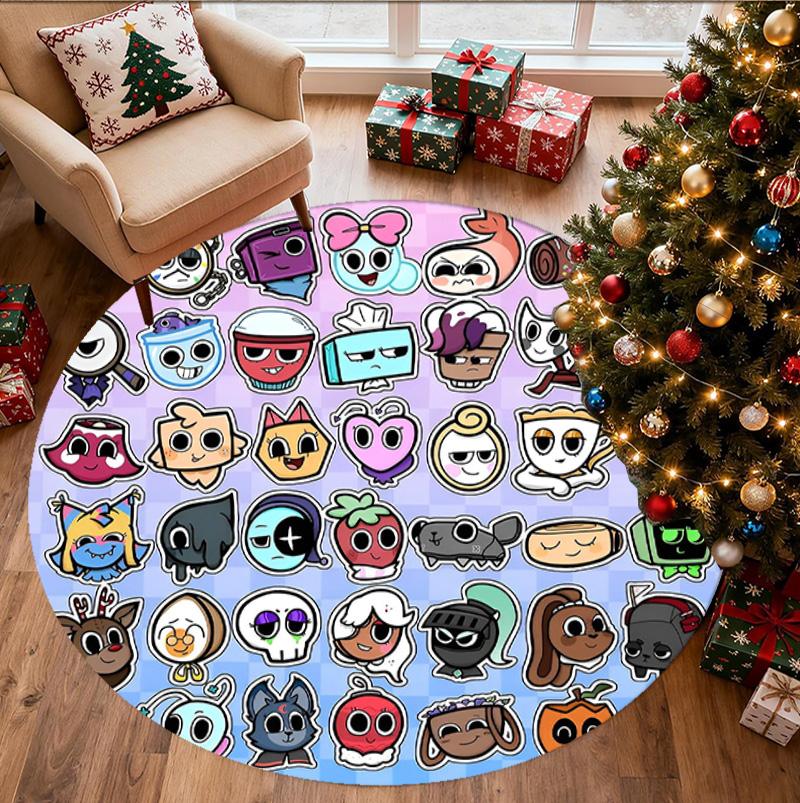 Dandy's World Pattern Round Rug, Indoor/Outdoor Mat, for Picnic, Gameroom, Bedroom, Office, Living Room, Home Decor Carpet, Birthday Gift