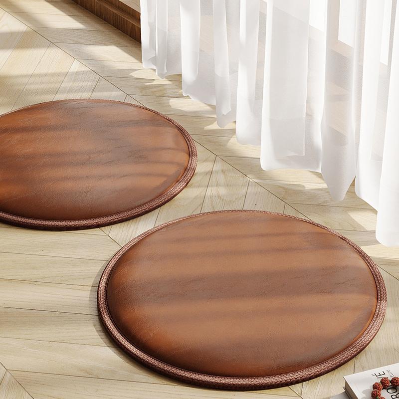 Waterproof Thick Leather Cushion Soft Round Pad 40cm Non-Slip for Comfortable Seating